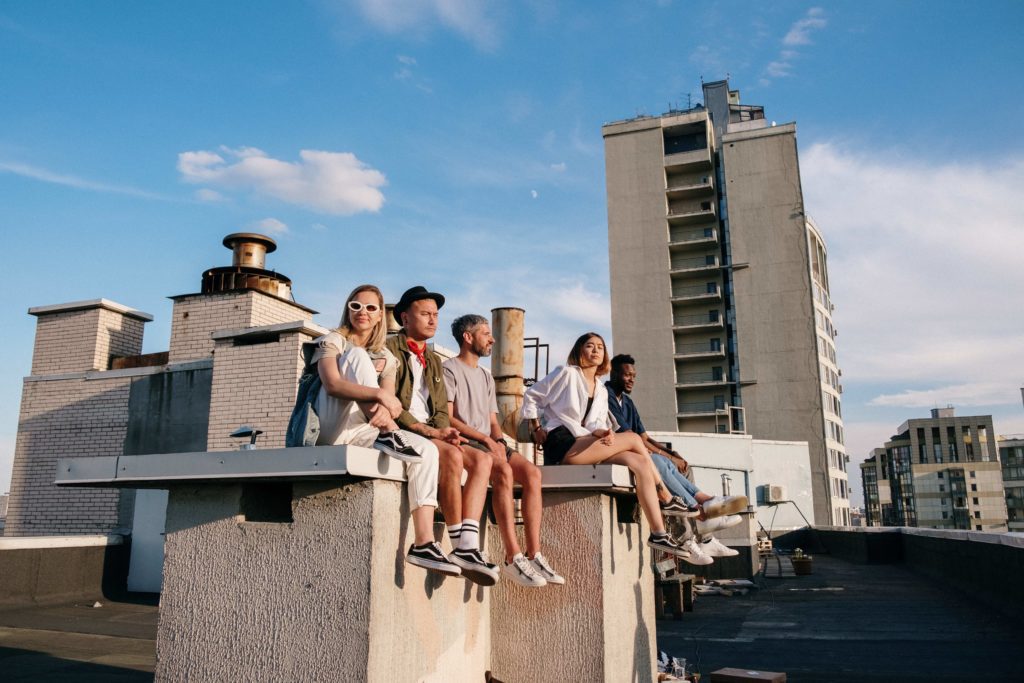 Young people on rooftop